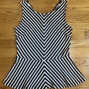 Banana Republic Women's Black White Peplum Shirt Sleeveless - Size 4